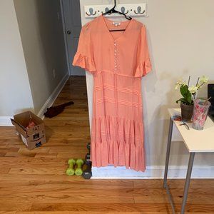Sweet salt salmon colored midi dress
